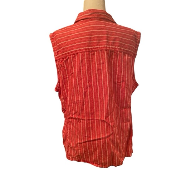 Liz Claiborne Elizabeth Vintage Striped Sleeveless Button Up Shirt - Picture 8 of 8